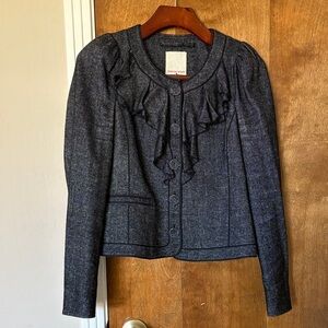 Rebecca Taylor Dark Gray Ruffled Blazer